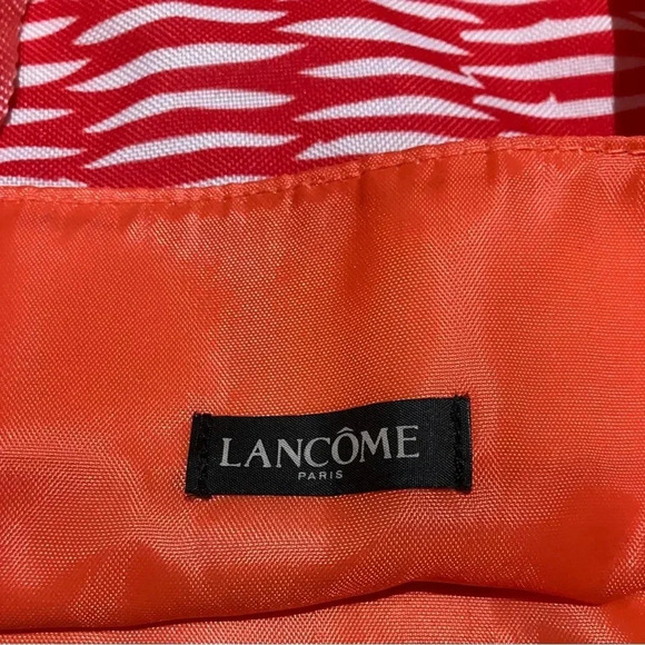 Lancome (Paris) Large Tote Bag Coral Blue Flower Floral Beach Boho Coastal - Picture 5 of 6